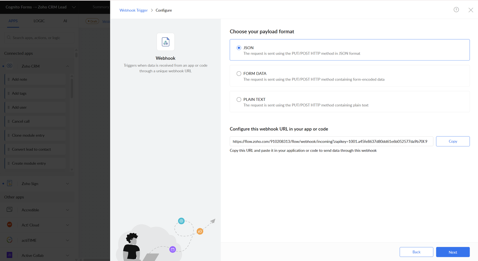 Zoho Flow application connection setup